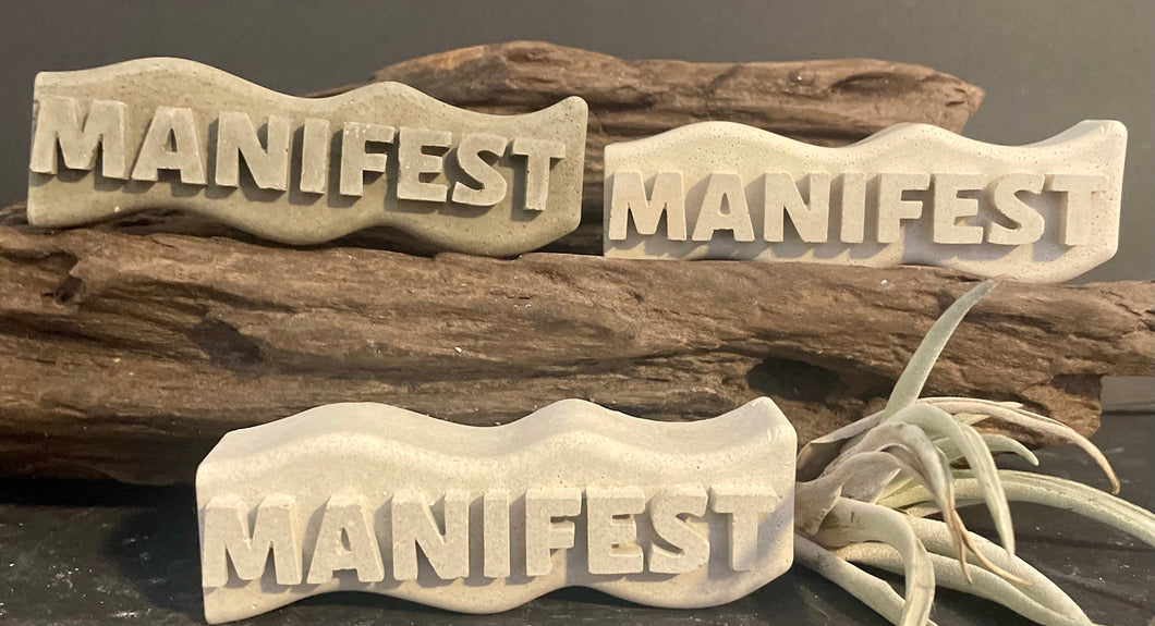 MANIFEST WORD ART | Cement | Law of Attraction | Yoga | Zen | Handmade | JlK