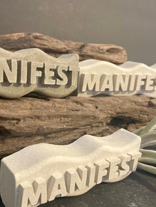 MANIFEST WORD ART | Cement | Law of Attraction | Yoga | Zen | Handmade | JlK