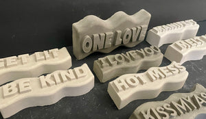 CEMENT WORD ART | Manifest | Love | Get Lit | Hot Mess | Kiss My Ass | Melt Me | Be Kind | Handmade | JlK