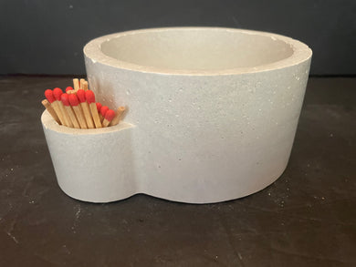 Cement Candle Vessel | Concrete Dish | Matches Pocket | Candle Container | Gift for Candle Makers | HANDMADE | JLK