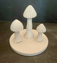 Load image into Gallery viewer, S/3 Cement Mushrooms | Concrete Shrooms | Gnome Garden Mushroom | Optional Riser | HANDMADE | JLK