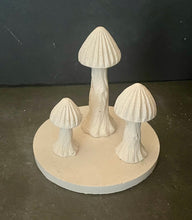 Load image into Gallery viewer, S/3 Cement Mushrooms | Concrete Shrooms | Gnome Garden Mushroom | Optional Riser | HANDMADE | JLK