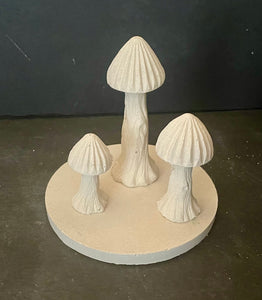 S/3 Cement Mushrooms | Concrete Shrooms | Gnome Garden Mushroom | Optional Riser | HANDMADE | JLK