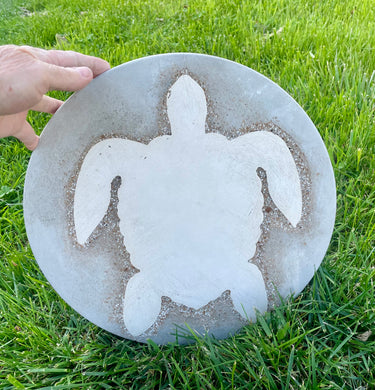 14in Sea Turtle Cement Stepping Stone | Concrete Sea Turtle decorative Stepping Stone | HANDMADE | JLK