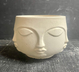 S/2 Cement Face Planters | Candle Holder Dish | HANDMADE | JLK