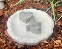 Load image into Gallery viewer, 8&quot; Cement Bee Watering Station | Butterfly Concrete Puddler Dish | Pollinator Garden | Sealed | Handmade | I LOVE BEES | JLK