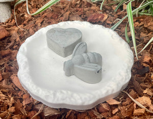 8" Cement Bee Watering Station | Butterfly Concrete Puddler Dish | Pollinator Garden | Sealed | Handmade | I LOVE BEES | JLK