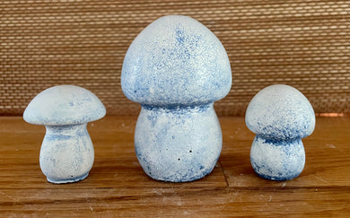 Cement Mushrooms | 3 inch | BLUE | HANDMADE | JLK