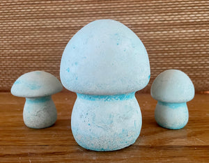 S/3 | Cement Mushrooms | 3 inch |  | Aqua | HANDMADE | JLK