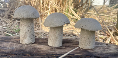 S/3 Cement Mushrooms, Hypertufa Realistic, Natural Looking, Rustic, Concrete Shrooms, Toadstools, Gnome Fairy Garden, JLK