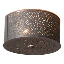 Load image into Gallery viewer, 2 Light Flush Mount Round Ceiling Light with Chisel in Country Tin