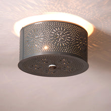 Load image into Gallery viewer, 2 Light Flush Mount Round Ceiling Light with Chisel in Country Tin