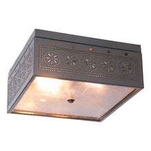 Load image into Gallery viewer, 2 Light Flush Mount Square Ceiling Light with Chisel in Country Tin