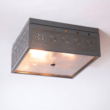 Load image into Gallery viewer, 2 Light Flush Mount Square Ceiling Light with Chisel in Country Tin