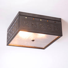 Load image into Gallery viewer, 2 Light Flush Mount Square Ceiling Light with Chisel in Kettle Black